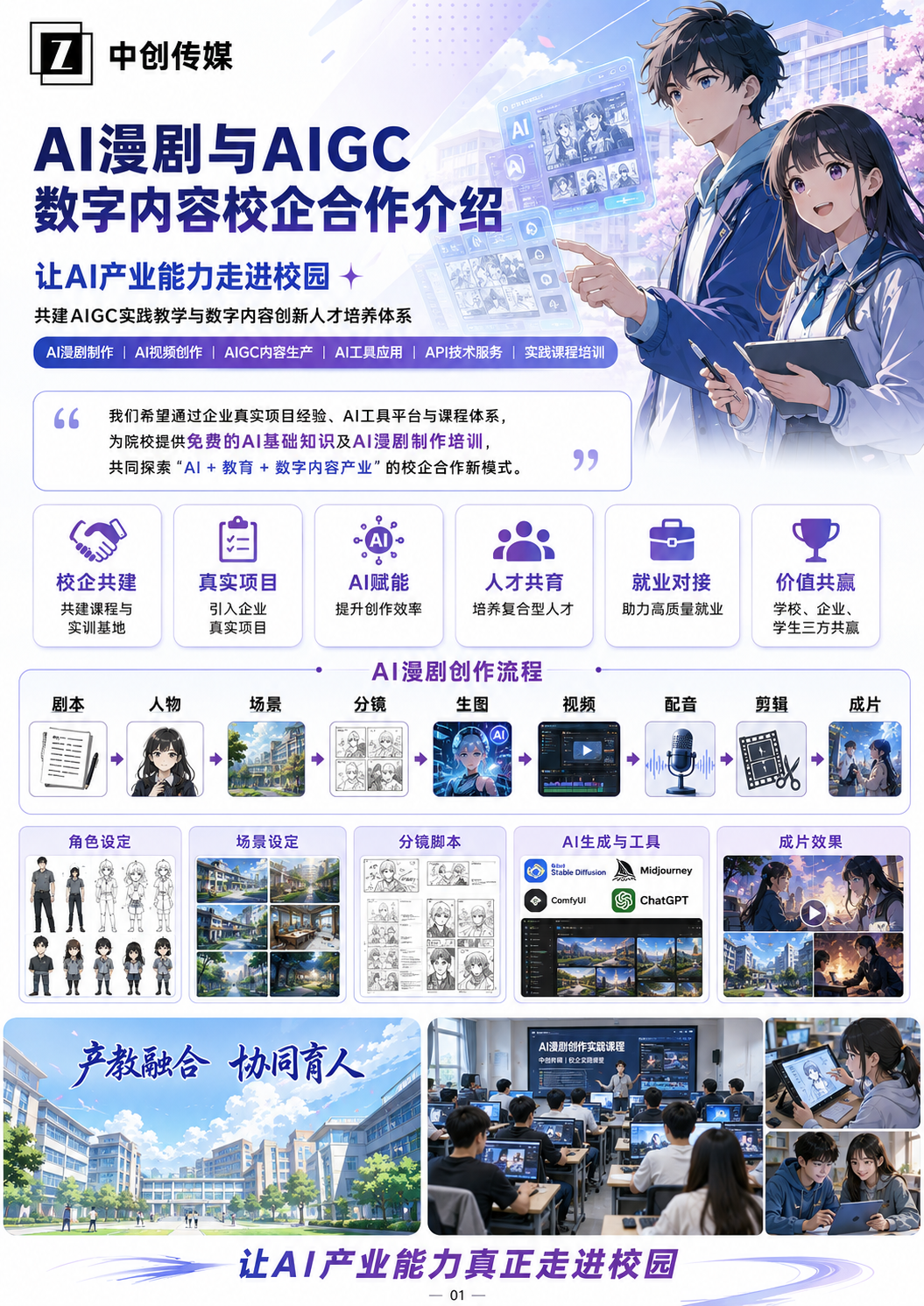 中创传媒AIGC数字内容校企合作介绍海报
